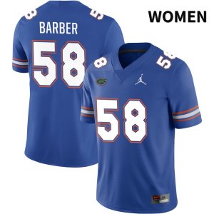 Women's Florida Gators #58 Austin Barber NCAA Jordan Brand Royal NIL 2022 Authentic Stitched College Football Jersey GMI5062AE